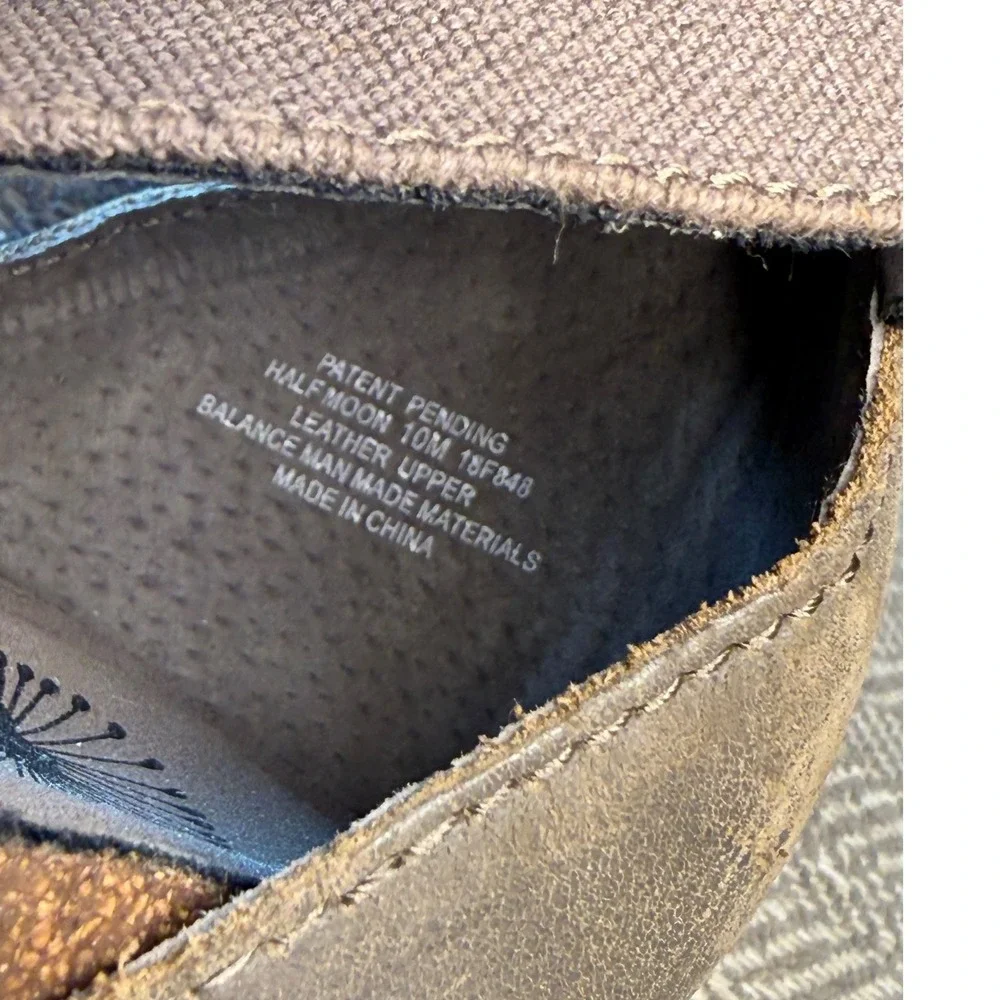 OTBT Half Moon Taupe Leather Elastic Platform Wedge Sandals Womens 10M